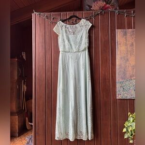Mint Green Lace Blouson Gown